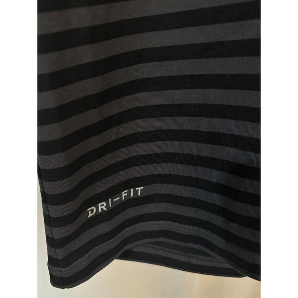 Nike Golf Shirt Dri-FIT Polo Black Gray Striped Short Sleeve Mens Medium M - Picture 5 of 11